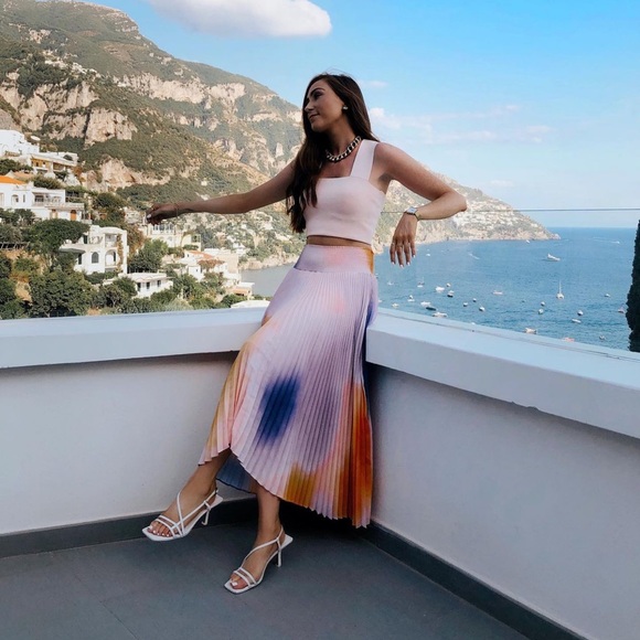 A.L.C Multicolored Plisse MIDI Skirt - Picture 1 of 4